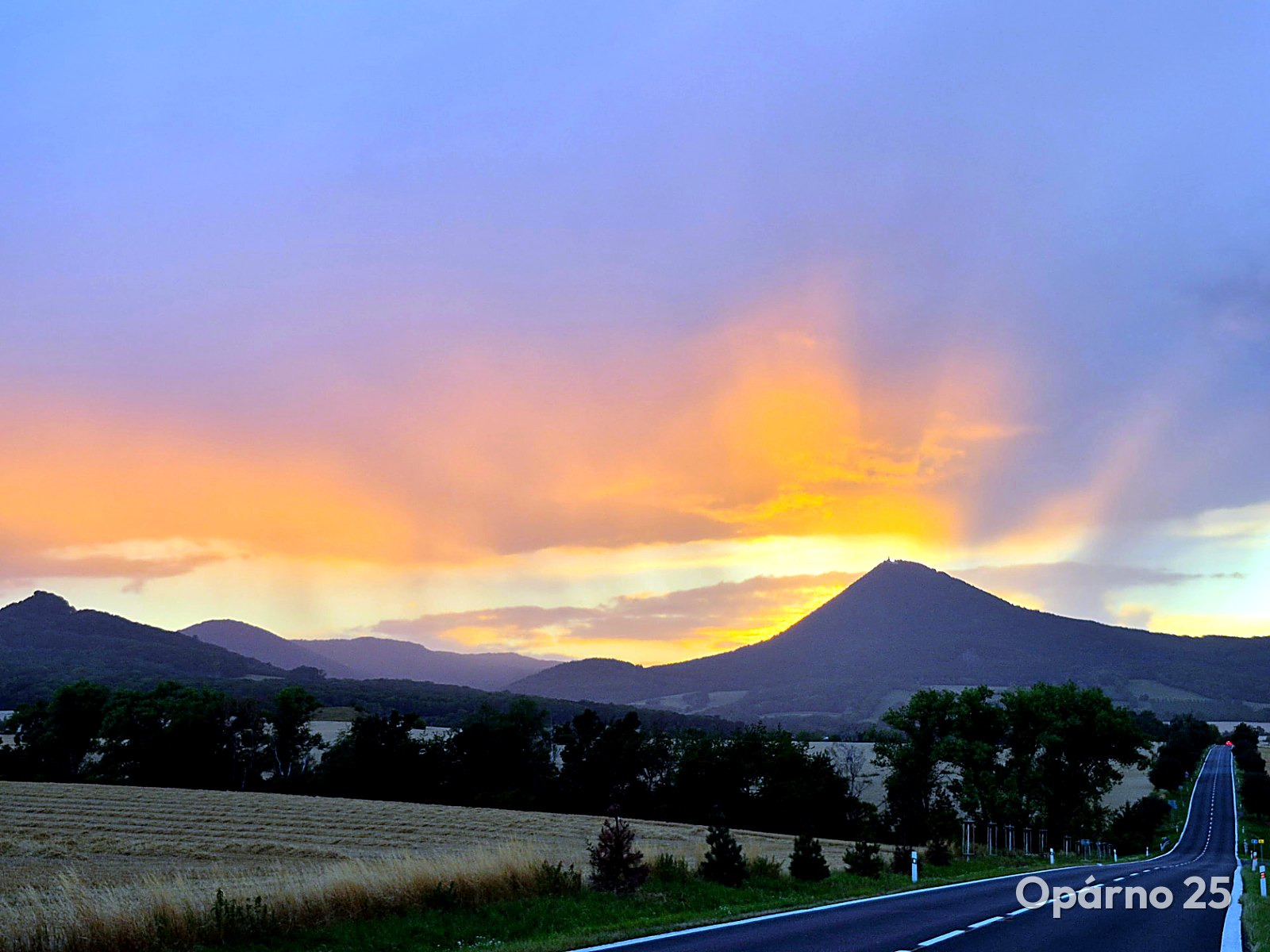 Milešovka at sunset.